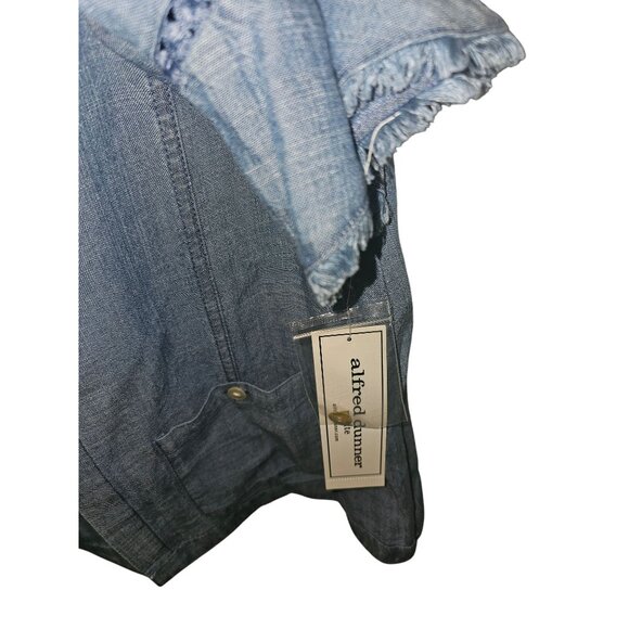 Alfred Dunner Womens Petite Small Blue Chambray Jacket w/Pockets & 3/4 Sleeves - Picture 9 of 13